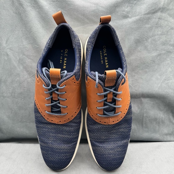 Cole Haan Grand Tour Knit Oxford Shoes Men’s Size 11.5 Navy Tan Comfort Dress - Picture 11 of 14